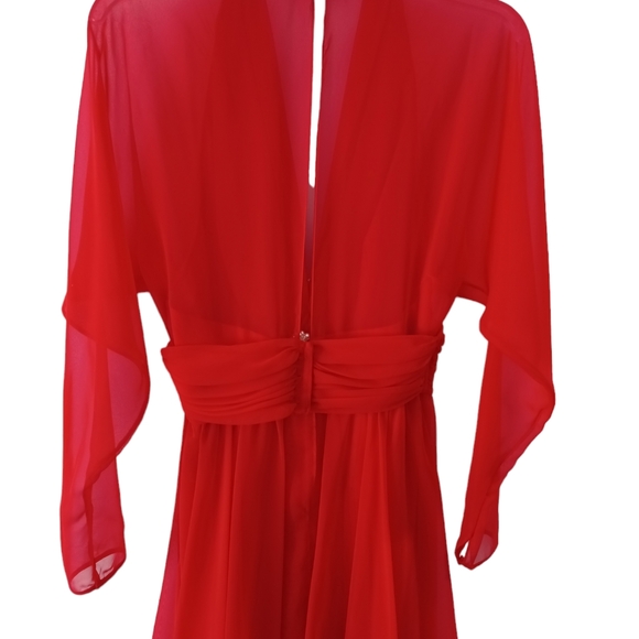 Vintage Farinae Red Rose Dress - Picture 13 of 14